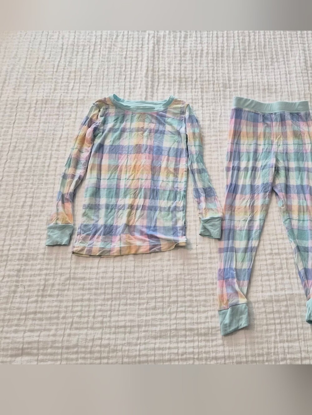 Little Sleepies Kids Pastel Plaid Long-Sleeve Pajama Set